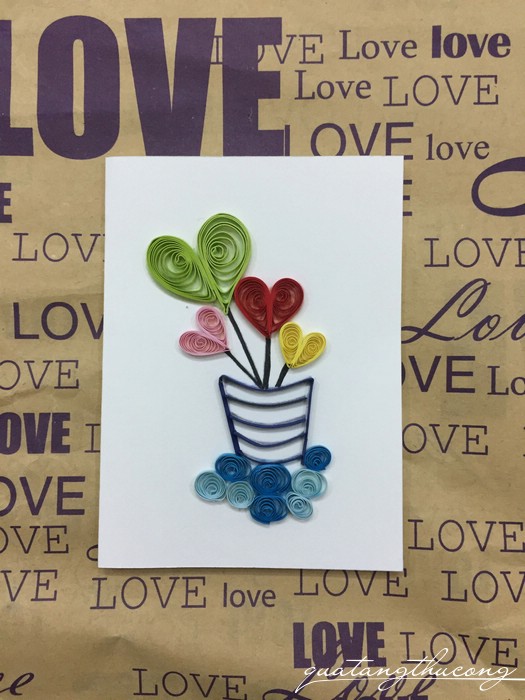 Thiệp trái tim quilling 7*9cm mẫu 2